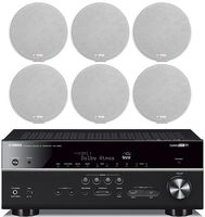 Yamaha 7.2-Channel Wireless Bluetooth 4K Network A/V Wi-Fi Home Theater Receiver + Boston Acoustics 5-1/4" 2 Way High-Performance Natural Surround Sound in-Ceiling Speaker System (Set of 6)