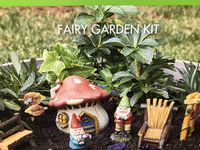 Essential Garden Fairy Garden Kit~ GNOMES & MUSHROOM HOUSE Set ~ 7 Pc Figure Set