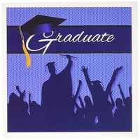 3dRose Blue and Black Graduation with Cheering Crowd of Graduates. - Greeting Cards, 6 x 6 inches, set of 6 (gc_173225_1)