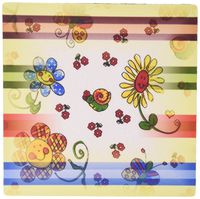 3dRose LLC 8 X 8 X 0.25 Inches Primary Flowers on Primary Colored Kids Stripes Mouse Pad (mp_119268_1)