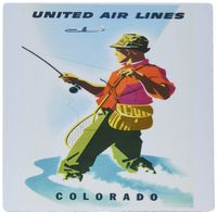 3dRose LLC 8 x 8 x 0.25 Inches Mouse Pad, Man Fishing with Airline Ad from Vintage Poster (mp_163710_1)