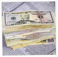 3dRose Greeting Cards, 6 x 6 Inches, Pack of 6, Us Dollars and Financial Pages in Newspaper (gc_187808_1)