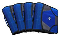 Case-it King Sized Zip Tab 4-Inch D-Ring Zipper Binder with 5-Tab File Folder, Blue, Case of 4 (D-186-C-BLU)