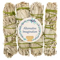 Alternative Imagination Premium California White Sage 4 Inch Smudge Sticks Brand. (4 Pack)