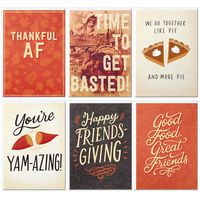 Hallmark Studio Ink Friendsgiving or Thanksgiving Card Assortment (6 Cards with Envelopes)