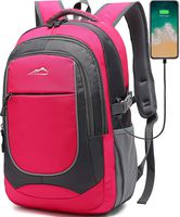 Backpack Bookbag for School Student College Business Travel with USB Charging Port Fit Laptop Up to 15.6 Inch Night Light Reflective Anti Theft (Pink)