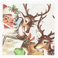 3dRose Santa and the Singing Reindeer Vintage Greeting Cards, Set of 12 (gc_172198_2)