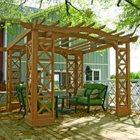 Yardistry Arched Roof Pergola Gazebos with Plinth, Tugboat