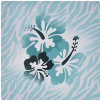 3dRose LLC 8 x 8 x 0.25 Inches Mouse Pad, Aqua Zebra with Teal Hibiscus (mp_119404_1)