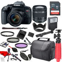 Canon EOS Rebel T7i Digital SLR Camera with Canon EF-S 18-55mm is STM Lens, Sandisk 32GB SDHC Memory Card (25pc Bundle)