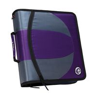 Case-it Dual 2-in-1 Zipper D-Ring Binder, 2 Sets of 1.5-Inch Rings with Pencil Pouch, Purple, DUAL-101-PUR-18