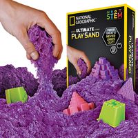NATIONAL GEOGRAPHIC Play Sand - 2 LBS of Sand with Castle Molds and Tray (Purple) - A Kinetic Sensory Activity