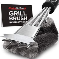 Alpha Grillers Grill Brush and Scraper. Best BBQ Cleaner. Perfect Tools for All Grill Types, Including Weber. Stainless Steel Wire Bristles and Stiff 18 Inch Handle. Ideal Barbecue Accessories