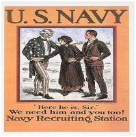 3dRose Vintage US Navy"Here He is Sir" Poster Greeting Cards, 6" x 6", Set of 12 (gc_149374_2)