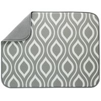 S&T XL Micribfiber Dish Drying Mat, 18" x 24", Gray Double Trellis