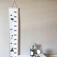 Miaro Kids Growth Chart, Wood Frame Fabric Canvas Height Measurement Ruler from Baby to Adult for Child's Room Decoration 7.9 x 79in (7.9 x 79in, White - Cloud)