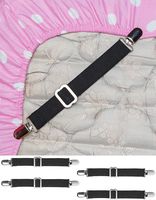 4 PCS Elastic Adjustable Bed Sheet Holders - Mattress Sheets Grippers to Hold Sheets Together for Flat Sheets, Fitted Sheets, Ironing Board Cover & More - Fits All Sheets from Twin to California King