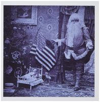 3dRose Patriotic Santa - Vintage Christmas Cyan Tone - Greeting Cards, 6 x 6 inches, set of 6 (gc_6744_1)