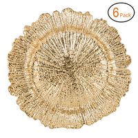 Fantastic:) Round 13 Inch Plastic Charger Plates with Eletroplating Finish (6, Reef Gold)
