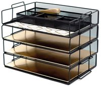 Blu Monaco Desk Organizers and Accessories Stackable Paper Tray - 4 Tier Stackable Letter Trays - Black Metal Mesh File Holder Organizer