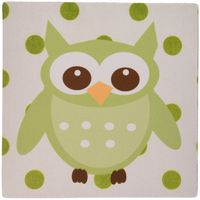 3dRose LLC 8 x 8 x 0.25 Inches Mouse Pad, Cute Minty Green Owl On Green N' White Polka Dots (mp_123281_1)