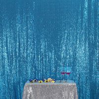 Eternal Beauty Turquoise Sequin Wedding Backdrop Photography Background Party Curtain, 5Ft X 7Ft