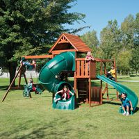 Swing-N-Slide Grandview Twist Play Set with Two Slides, Two Swings, Monkey Bars, Glider and Climbing Wall